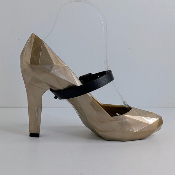 United Nude Shoes Lo Res Pump Womens EU 37 Rose Glitter Black Strap Heels - Picture 8 of 16